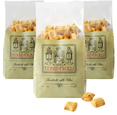 Terre dei Trulli Tocchetto Alle Olive - 3 confezioni da 250g | Tocchetti Artigianali Per Uno Snack Veloce E Gustoso | Snack Salati Per Un Aperi Snack Genuino
