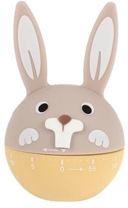 Lurrose Eieruhr Hase Figur Mechanischer Timer Küchentimer 60 Minuten Countdown Wecker Osterdeko Küche Backen Kochen Steaming Manual für Kinder Lernen Yoga Kaninchen Design