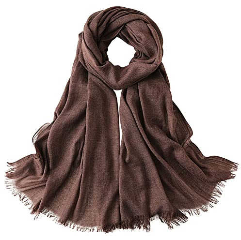 Camilife Damen Herren Viskose Langer Schal Tuch Stola Halstuch Sonnenschutz Groß Strand Schultertuch Tuch Wickeln mit Fransen Super Weich Komfort für Frühling Einfach Basic 95×195cm - Einfarbig