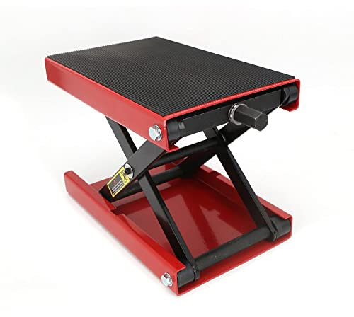 Dhouse Motorradheber höhenverstellbarer 4-13 Zoll Hebescheren Mittelständer mit Einer Kapazität von 1100 lb Fahrradreparatur-Scherenheber für die Motorradwartung,roter in Garage und Außenbereichen