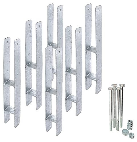 siwitec 6er-Set H-Pfostenträger mit Befestigungsmaterial | Materialstärke 5 mm | Länge 600 mm | Breite 101 mm | feuerverzinkt | zum Einbetonieren | CE-Kennzeichnung
