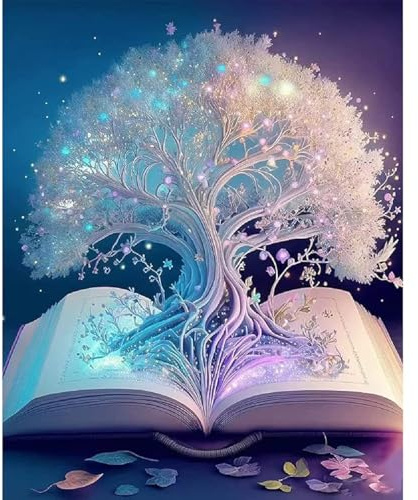 Pittura con Diamanti per Adulti e Bambini, Set di Quadri 5D con Diamanti Paesaggio, Kit Fai da Te per Ricamo con Diamanti e Cristalli, Decorazione per Casa e Parete (Albero 30 x 40 cm)