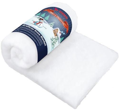 Vodiye Captivating Fluffy Fake Snow Blanket, Lifelike Artificial Snow, Embellishing Your Mantel, Christmas Village, and Other Snow Decor. The Soft and Thick Snow Blanket Releases The Joy of Winter
