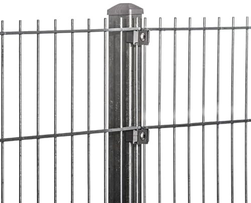 Doppelstabmattenzaun Set 868 Zink| Stabmattenzaun | Mit VA Klemmhalter | Gartenzaun | 143 cm-10