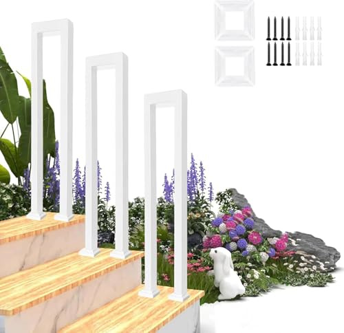 Ogimeka Ringhiera per Scale Interne, Corrimano per Scale Interne a Forma di U, Ringhiera a U, Corrimano Scale per Ville, Balconi, Corridoi, Appartamenti, Interni (65x20cm, Bianco)