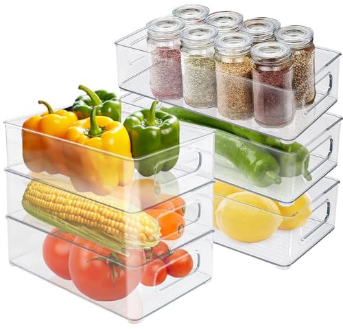KJIXYUNG Organizador Nevera, Organizadores para la Despensa, Organizador Frigorifico para la Cocina, Refrigerador, Encimeras y Armarios (Paquete de 6, M(26x15x7.5CM))