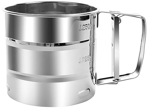 ulafbwur Baking Sieve Flour Sifter Double Layer Fine Mesh Handheld Stainless Steel Tool for Cake Powder Sugar Shaker Duster Kitchen Silver