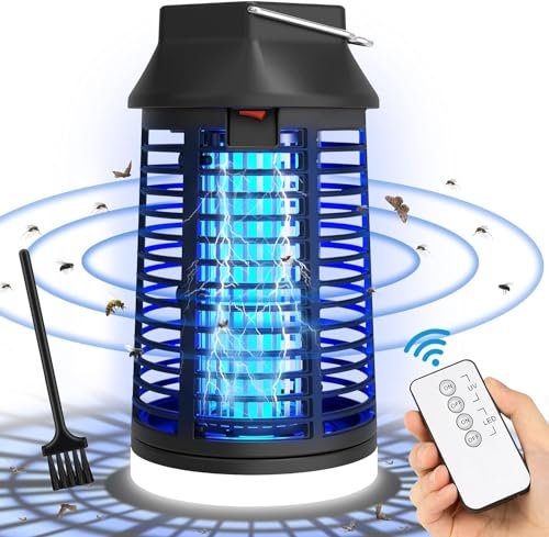 seenlast Insektenvernichter Elektrisch, Mückenfalle 15W 4200V Fliegenfalle Elektrisch UV Mückenlampe Mit LED-Licht und Fernsteuerung, insektenfänger Fliegenfänger Insektenfalle für Innen und Traufe