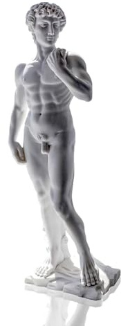 CBAM David de Miguel Ángel de mármol blanco Escultura de mesa H 36 cm
