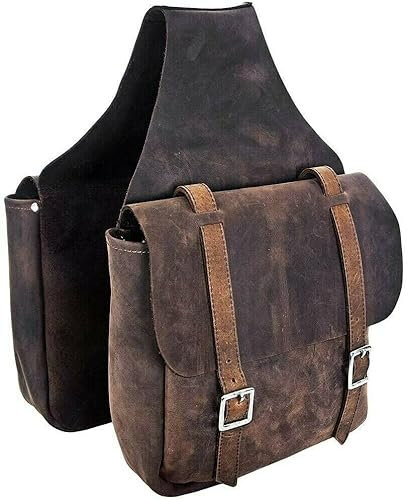 EQUIGEAR Western-Leder-Satteltasche für Pferde | Reitvergnügen Wanderritt geeignet für Reiten und Fassrennen | Satteltasche mit verstellbarem Riemen GRÖSSE: 10X10X3 SA-20