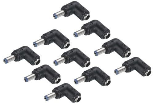 sourcing map DC Power Connector Adapter, 5Pcs 90 Degree Angle 5.5mm x 2.1mm Female Jack to 5.5mm x 2.1mm Male Plug Coupler Converter