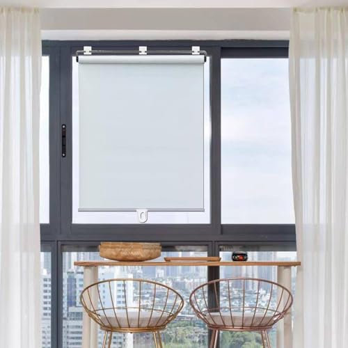 Verdunkelungsrollos,Sonnenschutzrollos 50/60/70/80/90/100/120cm Breit,Sichtschutzvorhänge Für Fenster,Thermorollo,Temporäre Jalousien,Einziehbarer Balkon Vorhang Rollläden,White-140*150cm(55*59in)