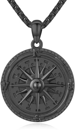 YueYuan Kompass Halskette 925 Sterling Silber für Damen und Herren | Maritimer Anhänger als Orientierungssymbol, Geschenk zum Geburtstag, zu Weihnachten, zu Neujahr und zum Jahrestag