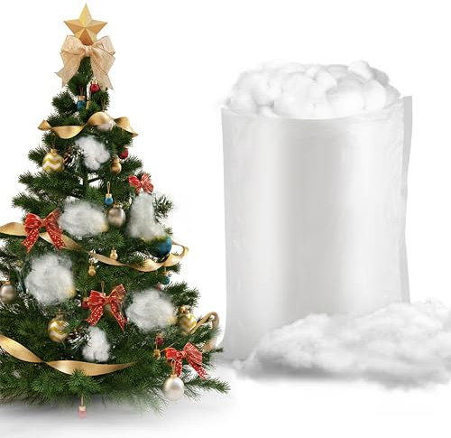 Aocster Kunstschnee Dekoschnee Künstlicher Schnee, kunstschnee Deko Weihnachten, Faser Flauschig Schneewatte Fake Schnee kunstschnee Matte für Weihnachtsbaum Winter, Weihnachtsdeko (150G)