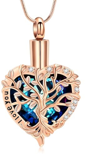 AIWENXI Arbre de Vie Bijoux pour Cendres Amour Un Souvenir Colliers Forme de Cœur Acier - I Love You