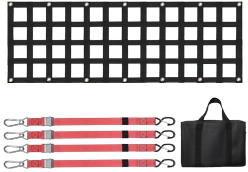 VEVOR Filet de hayon, 1370 x 460 mm, Filet de Chargement Robuste pour Plate-Forme de Camion, 4 Sangles télescopiques réglables, Extensible et Durable, réglage Flexible, pour Pick-up, remorque, Jeep
