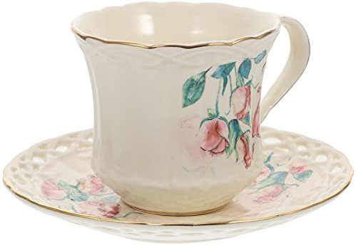 PRETYZOOM Set Di 1 Tazza Da Caffè Retrò Con Piattino Tazza Decorativa Per Acqua Tazza Da Tè E Succo