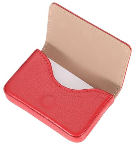 sourcing map Visitenkartenetui, PU-Leder, Visitenkartenetui, Visitenkartenetui mit Magnetverschluss, für Damen und Herren, rot, 10 x 6.5 x 1.8 cm / 3.94 x 2.56 x 0.71 inch, Minimalistisch