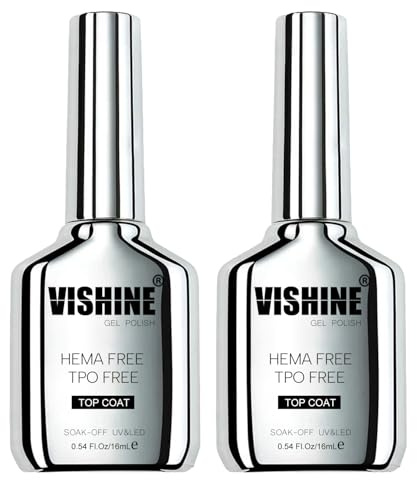 Vishine Set di 2 top coat gel 16 ml – nuova formula senza T.P.O smalto semipermanente ultra brillante, lunga durata, 2 x 16 ml
