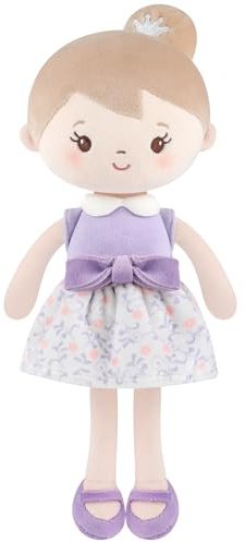 GAGAKU Soft Baby Doll Toys for Girls, My First Baby Rag Dolls for 1 Year Old Girl Birthday Gift Plush Doll Toys Machine Washable Baby Doll for Toddler Kids Infants (12-inch Purple Skirt Girl)
