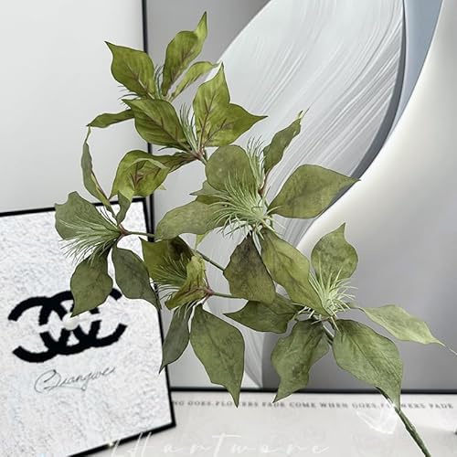 SUXUMHAO Paquete de 5 flores de Pascua artificiales verdes de Navidad, 7 cabezas de arbustos sintéticos. Flores de seda, ideales para adornos de árbol de Navidad, arreglos, decoración navideña