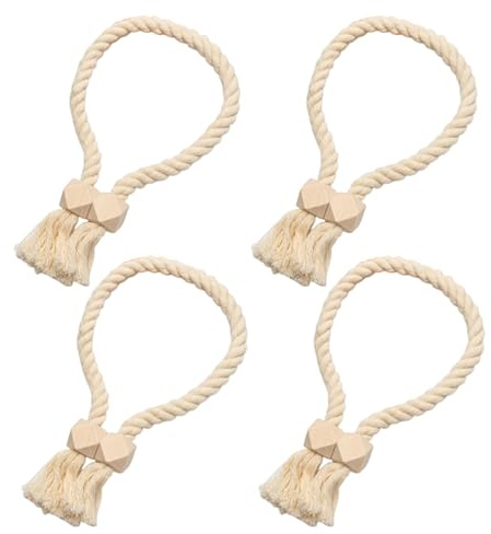 Zyiphor 4 Pezzi Fermatenda per Tende In Legno Boho,Tiranti Magnetici per Tende-Ferma Tende Magnetici per Decorazione Tende per Casa, Ufficio, Hotel (Beige)