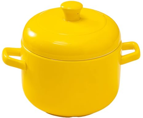 Jaamyears Piccole ciotole per zuppa di cipolle da 500 ml, tazza da zuppa in tinta unita con manici e coperchio, in ceramica, adatta al forno
