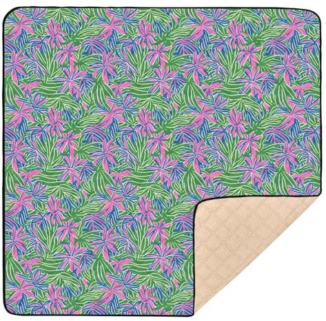 Bunte Blätter, große, stilvolle Baby-Spielmatte für drinnen und draußen, leichte Spielmatte für Babys, Kinder, Kleinkinder, Säuglinge, 127 x 127 cm