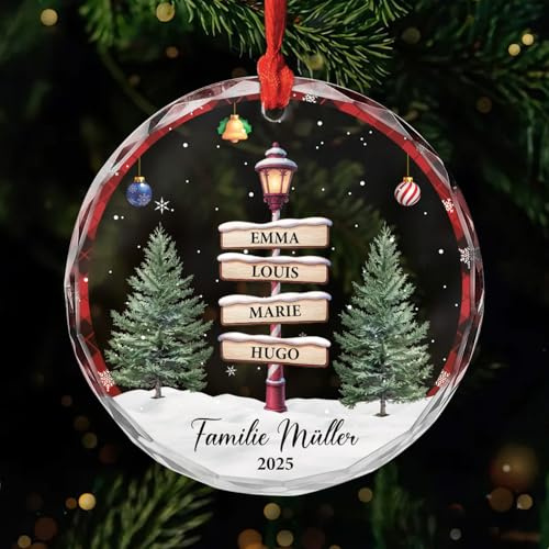 Geschenke Mall Personalisiertes Ornamente - Die Familie - Weihnachtskugel mit Namen, personalisierte weihnachtsdeko, Glas Weihnachtsschmuck (Modell #2)