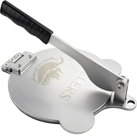 Tortilla Press Stainless Steel，SELERS,Heavy Duty, Adjustable To Press Different Thickness Of Crust, Removable, For Flour Tortilla, Roti, Flatbreads, Taco, Pie, Silver (8.5 inch)