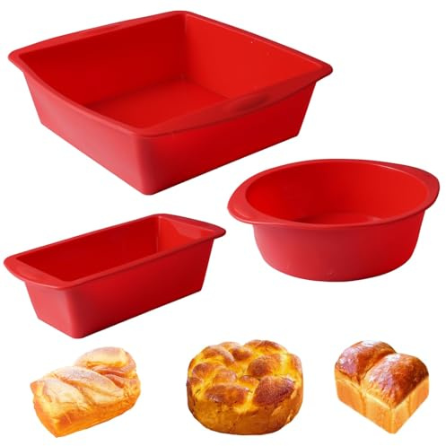 3 Pieces Silicone Cake Tins for Baking, Cake tin Moulds Bakeware, Square Silicone Baking Moulds, Quick Release Silicones Cakes Mould Reusable for Bake tins Cakes, Cooking, Barbecues 19 x 14 x 5.5cm