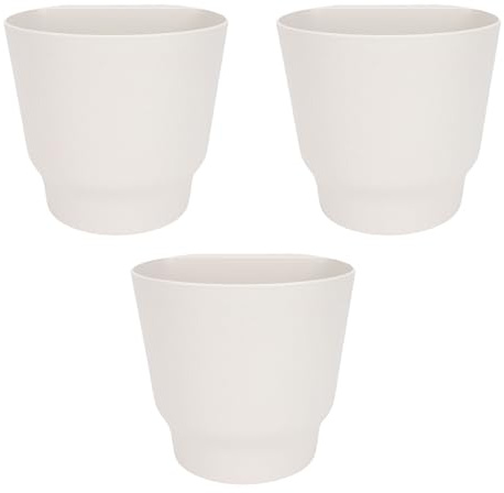 HEEPDD Hängkrukor för Inomhusväxter, 3-pack, 7,1 Tum, PP-material, Lantlig Stil, med Dräneringshål och Krok, för Räcke Staket Utomhus (Vit)