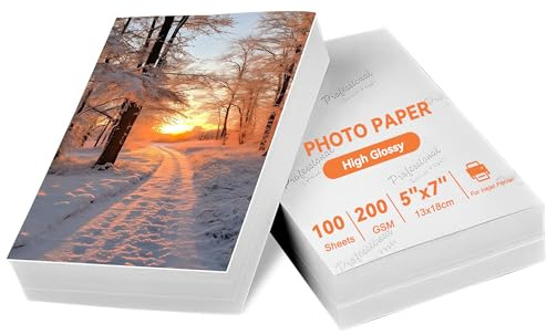 XiaoLidm 100 Blatt Fotopapier 5 x 7 (13 x 18 cm), 200g/m² Inkjet Hochglänzend Fotopapier, Photo Paper für Tintenstrahldrucker