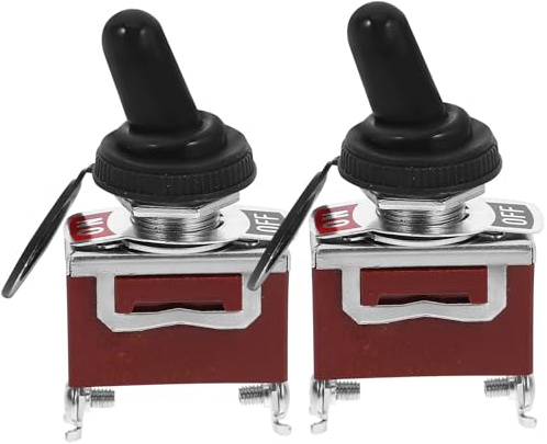 SHINEOFI Interrupteur à Bascule de Voiture 2 Positions 2 Broches 15a Capuchon Étanche en Fer et Abs pour Tableau de Bord Automobile, Facile à Utiliser, Lot de 2
