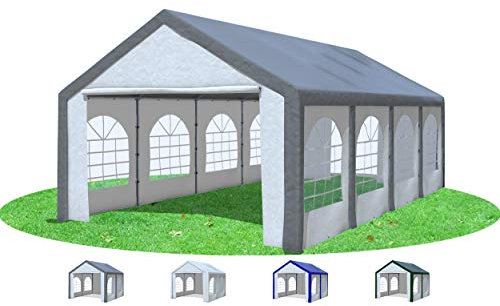 Stabilezelte Partyzelt 4x8 m Modular Pro PE 240 g/m² wasserdicht inkl. Seiten Festzelt Gartenzelt Grau Weiss