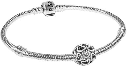 PANDORA Starter-Armband für Damen Hearty Silber 79244 | zauberhaftes Schmuck-Set mit Herz-Charm als Zeichen der Liebe