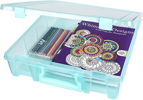 ArtBin 6955AA Super Satchel Compartment Box Clear Craft Organizer Storage Case - Aqua, Pack of 1