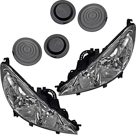 BESTPRICE 2x Hauptscheinwerfer vorne links + rechts H1 / H7 Frontscheinwerfer mit Stellmotor für Leuchtweiteregulierung, Kompatibel mit PEUGEOT 207 (WA_, WC_), 207 CC (WD_), 207 SW (WK_)