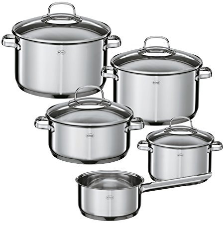 Rösle Elegance Set di pentole, Acciaio Inossidabile, Argento, 16 cm, 5 Pezzi