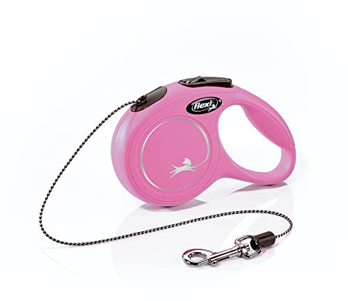 FLEXI Klassische einziehbare Hundeleine, ergonomisch, langlebig und verhedderungsfrei, für Hunde bis zu 8 kg, 3 m, Größe XS, Rosa