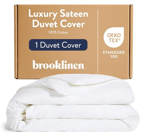Brooklinen Luxury Sateen Duvet Cover - 100% Cotton, Full/Queen Size in White with Extra-Long Corner Ties and Button Closure | Best Luxury Sheets