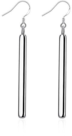 Pendientes minimalistas chapados en plata de ley 925 con barra larga para mujer, elegantes ganchos colgantes, hipoalergénicos, a la moda, joyería geométrica simple para cumpleaños, mejor mamá