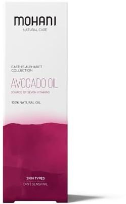 Mohani Avocadoöl BIO Kaltgepresst | Ideal bei sehr trockener Haut | 100% Rein und Beruhigendes Pflegeöl für Köper und Gesicht | Natürliche Kosmetik für Kopfhaut und Haare (100ml)