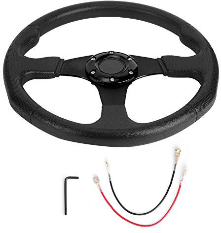 Volante, 350 mm/14 pollici Volante sportivo per auto da corsa Piatto profondo 6 bulloni Accessorio modificato universale(Nero)
