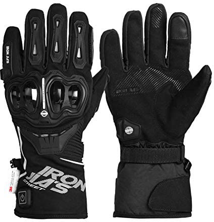Guantes Calefactables Moto Invierno 12V Batería de la Motocicleta 3 Temperaturas Ajustables Guantes Eléctricos Calefactables Impermeables con Pantalla Táctil para Moto Ciclismo Esquí Hombres Mujeres