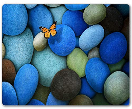 SHALYSONG Pebbles and Butterfly Mouse Pad - Personalized Computer Accessory, Non-Slip Rubber Base for Laptop