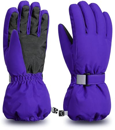 ThxToms Gants de Ski Enfant | Gants de Ski de Neige d'hiver -15℃ | Coupe-Vent Imperméable Chaud | Temps Froid épaissi d'Oxford | Sports de Plein air Snowboard Ski | Jeunes Filles de 4 à 14 Ans