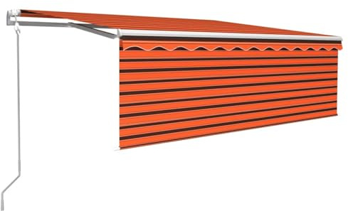 vidaXL Gelenkarmmarkise Automatisch mit Jalousie Markise Sonnenmarkise Balkonmarkise Sonnenschutz Sichtschutz Garten Terrasse Balkon 4x3m Orange Braun
