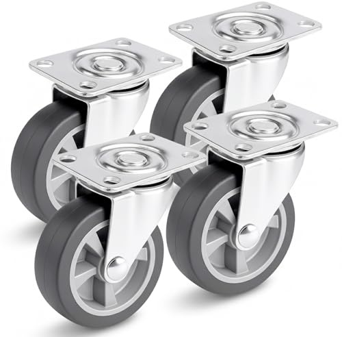 PRIOstahl - Ruedas giratorias para muebles (50 mm, 4 unidades, giratorias), color gris
