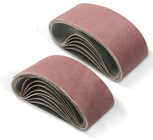 FEIHU 65 x 410 mm Sanding Belt, for Polishing Metal, Wood,3 x 40/80/120/180/320 Grits,for Belt Sanders/Sanding Machines, 15 Pieces per Pack